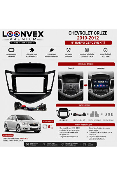 LOONVEX Chevrolet Cruze 2010-2012 9 İnç Multimedya Çerçeve + Soket Seti OEM U...