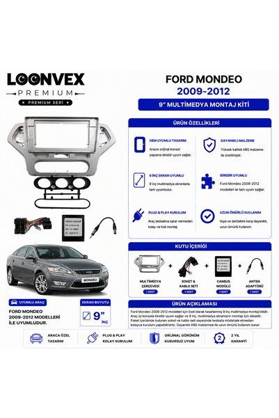 LOONVEX Premium – Ford Mondeo 2009-2012 9" Multimedia Frame + Socket Kit