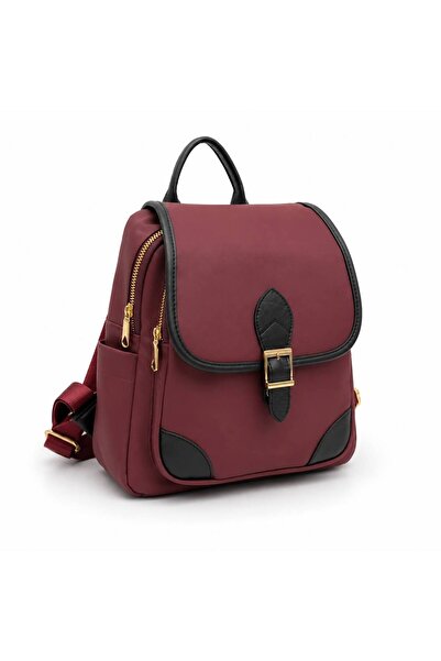 Senna Collection Satin Fabric Very Stylish Backpack Claret Red