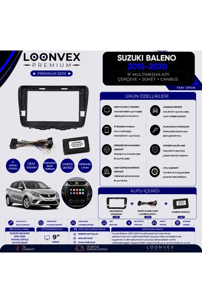 LOONVEX إطار متعدد الوسائط مقاس 9 بوصات لسيارة سوزوكي بالينو 2015-2020 + مقبس...