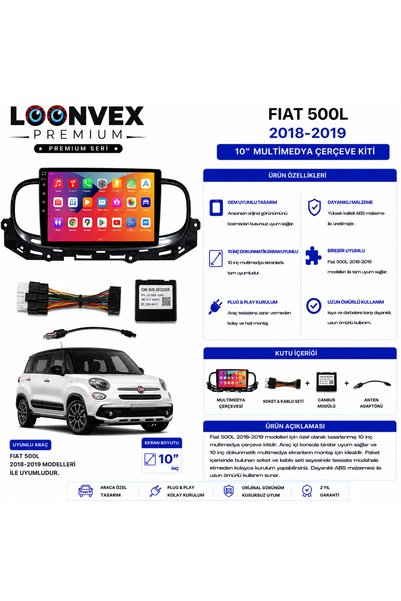 LOONVEX Premium – Fiat 500L 2018-2019 10" Multimedia Frame + Socket Kit