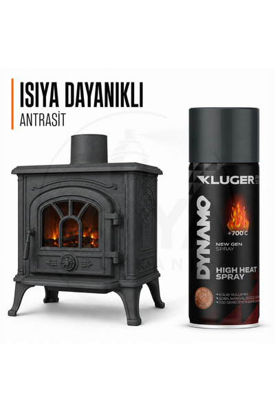 Kluger DYNAMO YÜKSEK ISIYA DAYANIKLI SPREY BOYA ANTRASİT 700° - SOBA BOYASI-E...