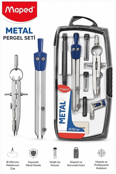 Artlantis Metal Pergel Seti 8 Parça 1 Maped 197514 Profesyonel Pergel Çizim P...
