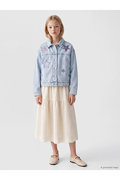 LC Waikiki Two Mt Shop Quality Lcw Kids Ecru Muslin Plain Loose & Baggy Girls...