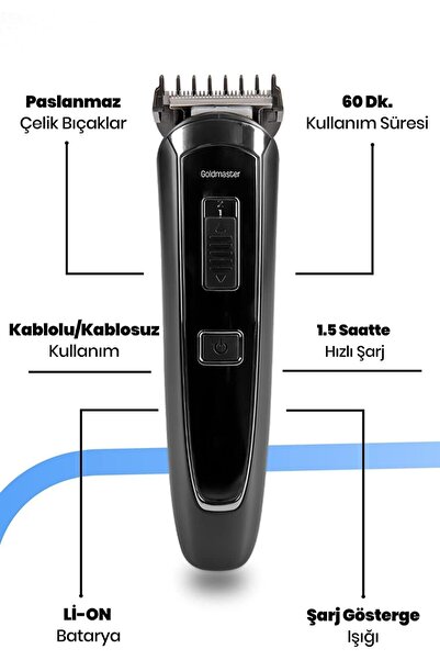 GOLDMASTER 19in1 2 Cihazlı Erkek Bakım Seti 15in1 + 4in1 Saç Sakal Kesme Tıraş Makinesi Kablolu Kablosuz