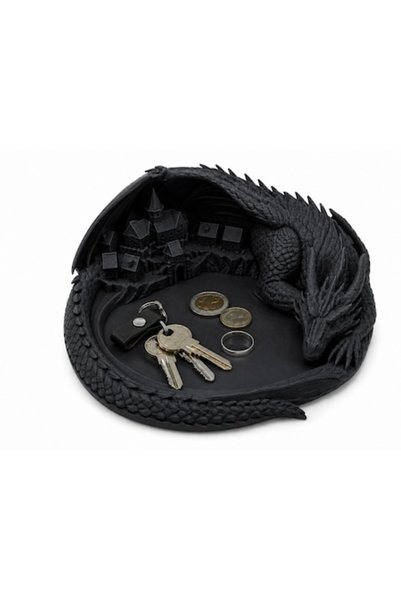OEM Tavă decorativă Dragon cu Castel Medieval, Organizator pentru Chei, Moned...