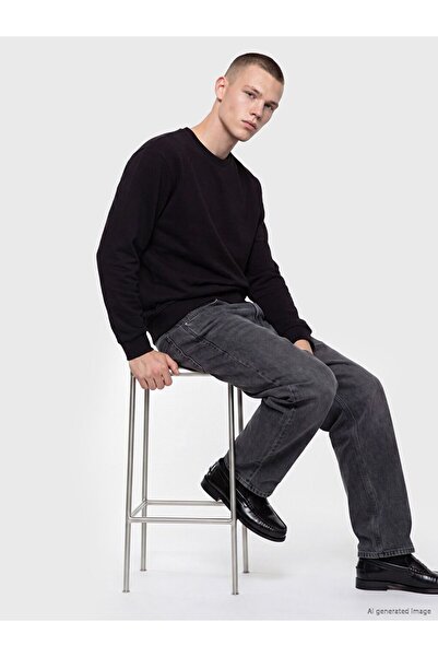 LC Waikiki Xside Black Crew Neck Men's Thick Sweatshirt