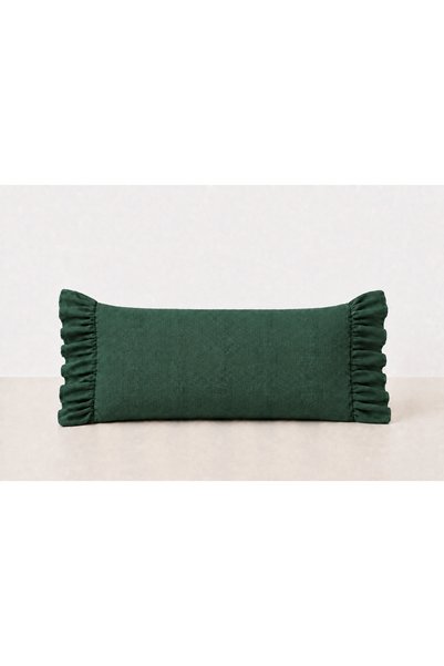 HEYBE'S Double-Sided Striped Canvas Ruffled Zippered Decorative Throw Pillow with Inner Filling
