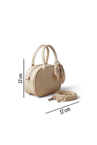 BACHUS Mini Hand and Shoulder Bag with Fular Detail in Faux Leather