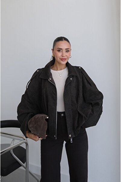 Havoş Acı Kahve Oversize Bomber Ceket