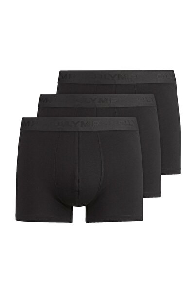 OLYMP Herren Boxershorts, 3er Pack - Trunks, Cotton Stretch, Logo, einfarbig