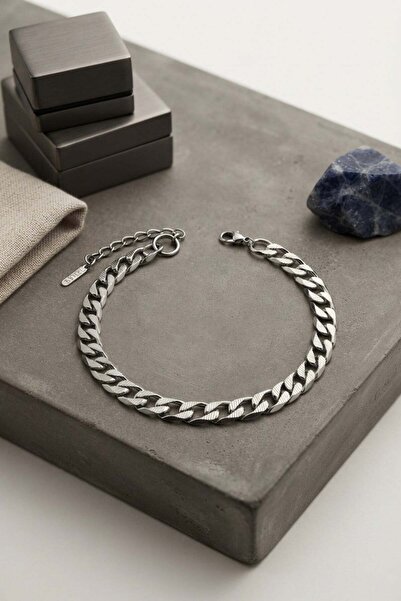 Inure Jewelry 316L Steel Silver Color Cuban Chain Model Men's Bracelet