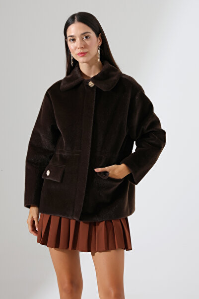 Talsmoda Women's Very Stylish Soft Textured Baby Collar Jacket