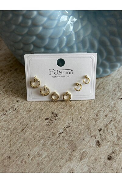 nunu takı Minimal Halkalar Gold Six-Piece Earrings