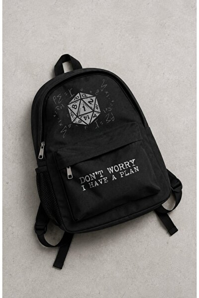 Fuddy Moda Rucsac unisex cu imprimeu „Nu-ți face griji, am un plan”, ghiozdan...