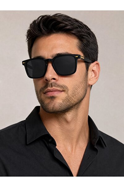 Mise Aksesuar Black Square Men's Sunglasses Uv400 Unisex