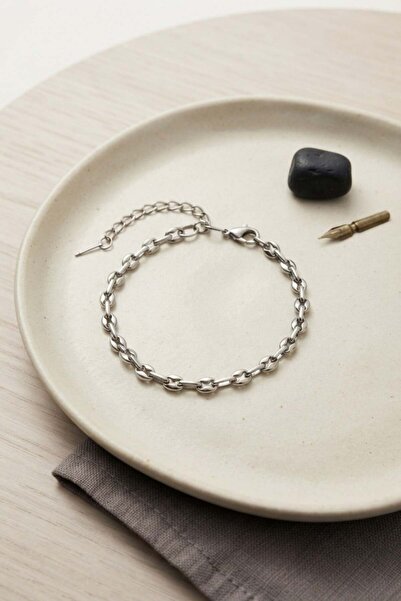 Inure Jewelry 316L Steel Silver Color Rolo Chain Model Men's Bracelet