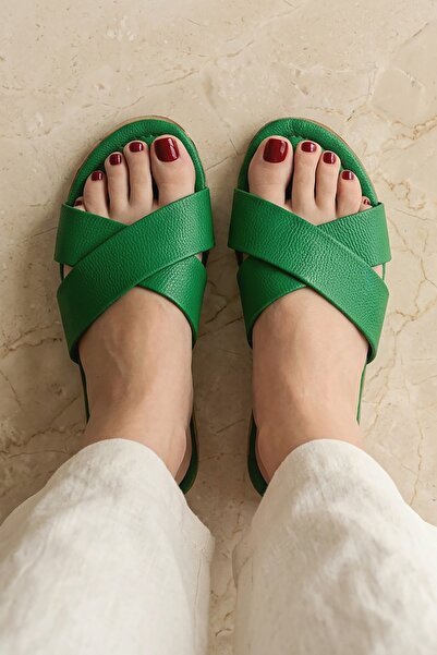 Modafırsat Women's Everyday Slippers, Green, Summer, Sea, Beach, Bridal, Gues...