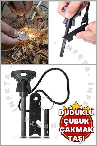 İnfeta Acil Durum Magnezyum Çubuk Çakmaktaşı Düdüklü Hayatta Kalma Ateş Başla...