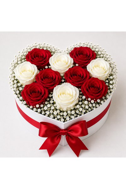 Crescent Flowers 5Red5WhiteRoseGB