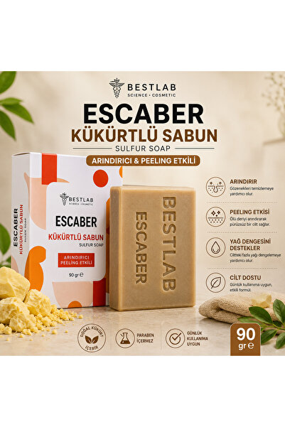 BESTLAB Escaber Kükürtlü Sabun 90 g Arındırıcı Peeling Etkili