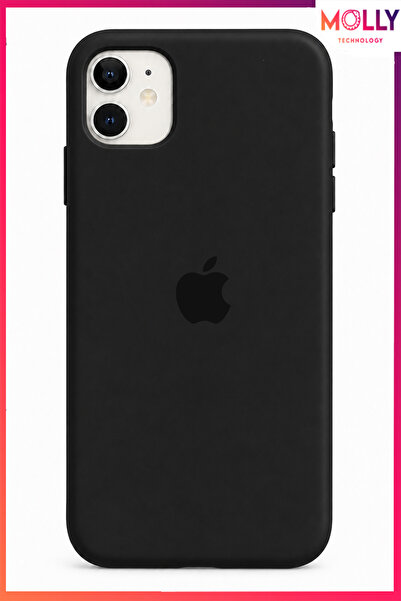 Molly iPhone 11 İçin Siyah Lansman Soft İçi Kadife Mat Silikon Kılıf
