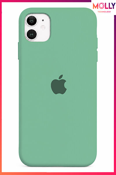 Molly iPhone 11 İçin Mint Yeşili Lansman Soft İçi Kadife Mat Silikon Kılıf