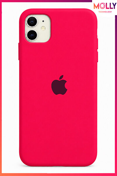 Molly iPhone 11 İçin Neon Pembe Lansman Soft İçi Kadife Mat Silikon Kılıf