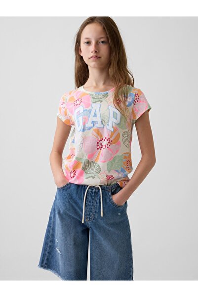 GAP Kız Çocuk Çok Renkli Logo T-Shirt