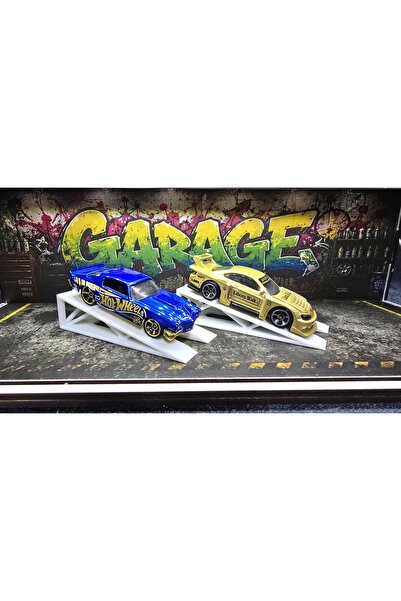 fabrikahşap 1 64 Diorama 2 li Beyaz Model Araba Sergileme Rampası Diecast Gar...