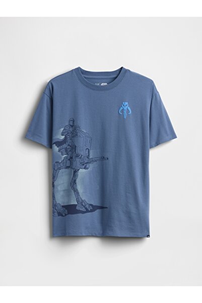 GAP Erkek Çocuk Mavi Star Wars Relaxed Grafik Baskılı T-Shirt