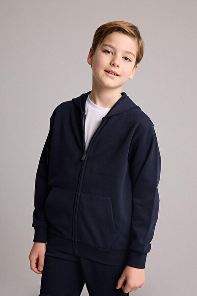 DeFacto Hooded Zippered Boy's Cardigan with Pockets H2845A826Au