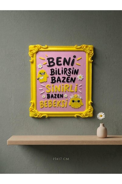 Home Bii’Atölye Modern ve Mizahi Çerçeveli Duvar Tablosu | Yapışkanlı 3D Bask...