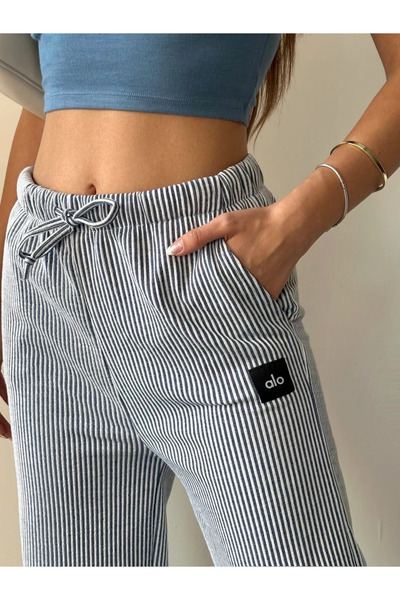 strivex Cool Black and White Striped Sporty Trousers