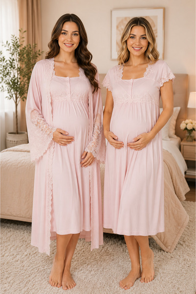 by İGP Maternity Lace Robe Nightgown Set Effortt