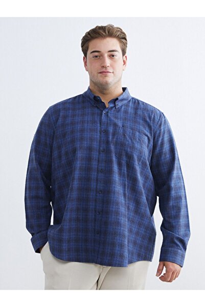 LC Waikiki Plus Size Regular Fit Long Sleeve Plaid Men's Shirt