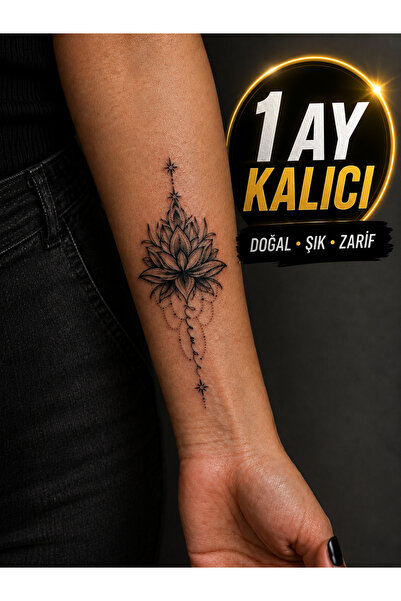 Genel Markalar 1 Ay Kalıcı Lotus Çiçeği Dövmesi 24 Saatte Kararan Minimal Kad...