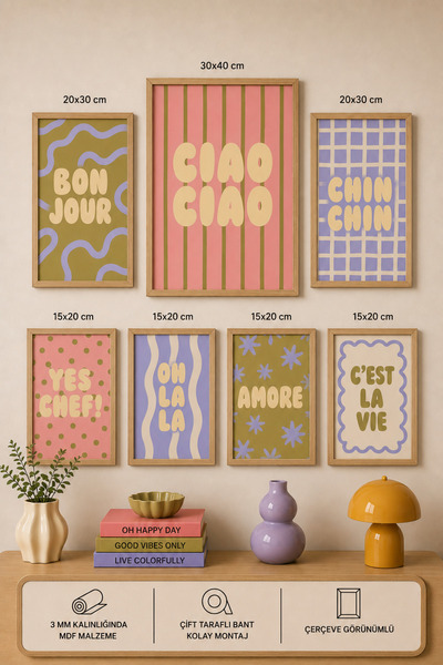 UNT 7-Piece Frame-Looking Modern Painting Set |   Retro & Pop Art |   Motivat...