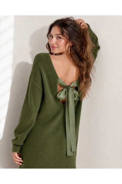 TOFAN TRİKO Tri̇ko Dress with Ribbon Detail