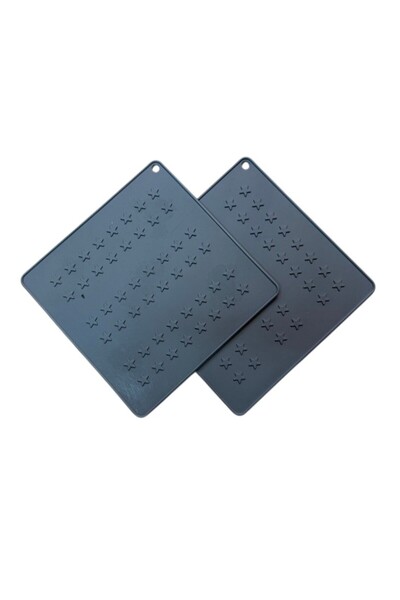 Kitchen Design Lab Antrasit Silikon Nihale 2 Adet, Kare Tasarımlı 16 X 16 Cm,...