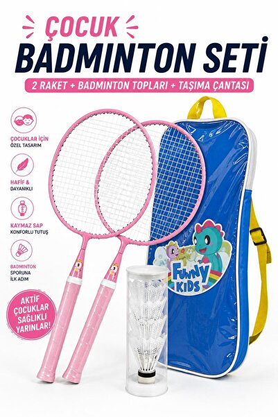 Leyaton Çocuk Badminton Raket Seti 2 Raket Top Seti Sırt Çantalı