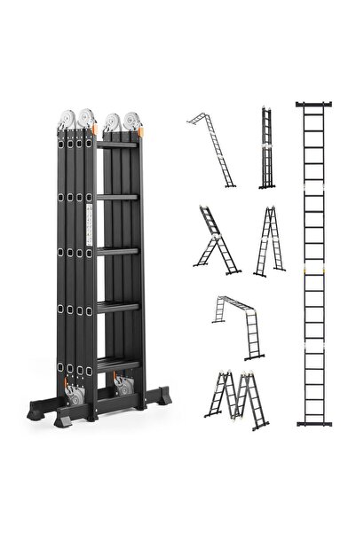 OMS Scară pliabilă multifuncțională, 5,8 m, max. 150 kg, Aluminiu, 4 secțiuni...