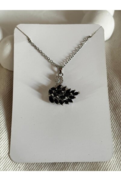 bijoux uniques Black Swan Zircon Stone Women's Steel Necklace