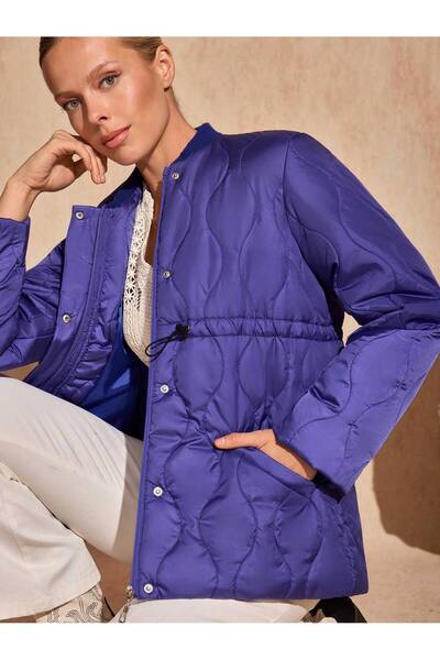 minshe Women's Royal Blue Quilted Coat