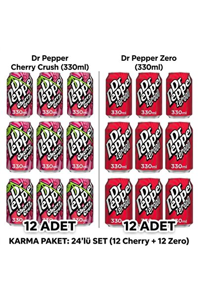 Dr. Pepper Dr Pepper Cherry & Zero Gazlı İçecek 330 ml x 24 Adet (12 Cherry +...