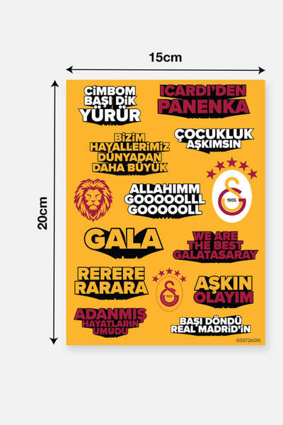 Galatasaray Sticker Set Yellow Slogan - Licensed Original