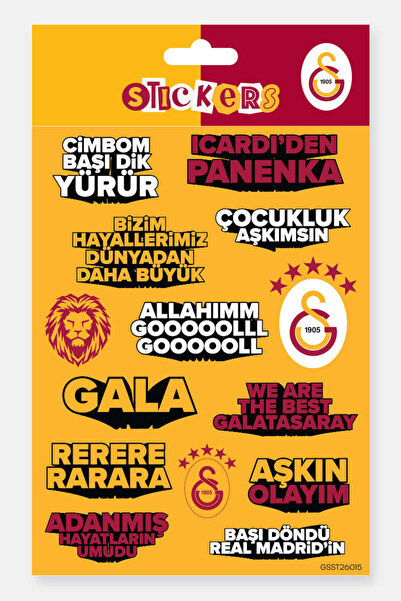 Galatasaray Sticker Seti Sarı Slogan - Lisanslı Orijinal