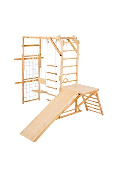 Vivatechnix Zonă de joacă Montessori 8 în 1 pentru copii, din lemn, leagăn, t...