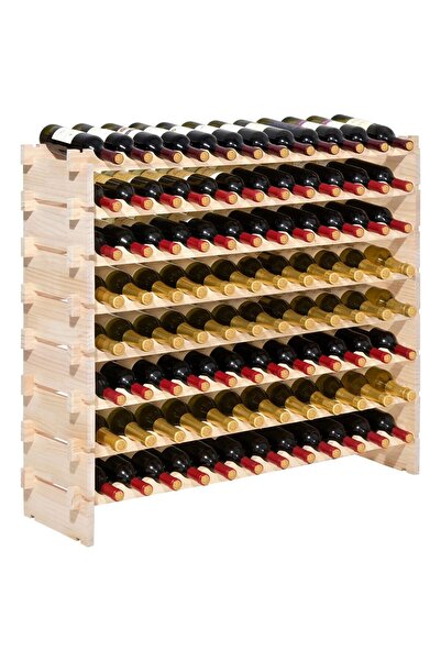 Vivatechnix Raft modular pentru vin pentru 96 de sticle, Stivuibil, Din lemn,...