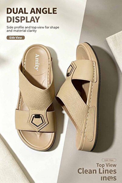 Amity Footwear KSA Luxury Men Leather Slide Sandals, Comfort Slip‑On Slipper ...